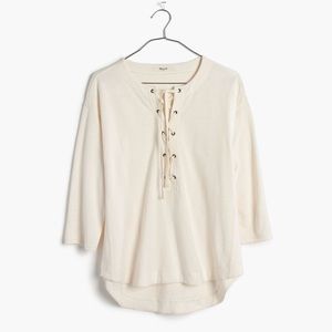 Madewell Ivory Lace Up Shirt